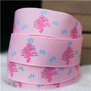Go Grosgrain - Sketch Trees & Stars /Pearl Pink